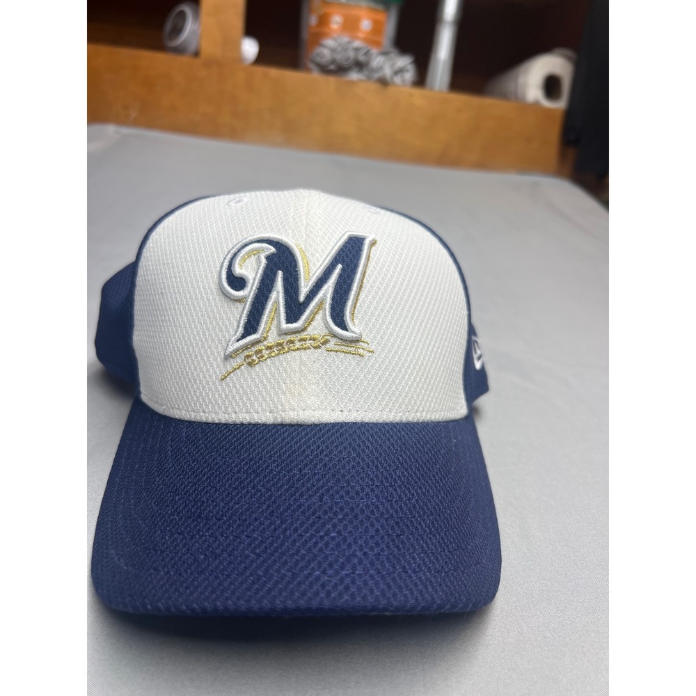 New Era 59FIFTY Milwaukee Brewers Hat Navy White Fitted Size 7 3/4 MLB Cap - Picture 1 of 4